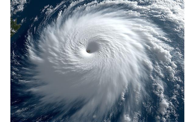 Satellite image of a hurricane from space